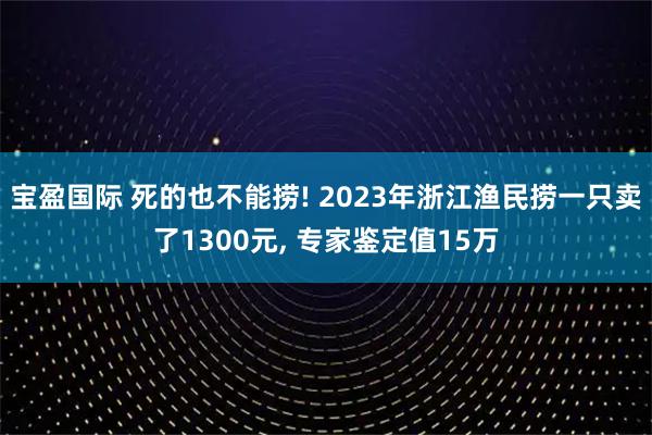 宝盈国际 死的也不能捞! 2023年浙江渔民捞一只卖了1300元, 专家鉴定值15万